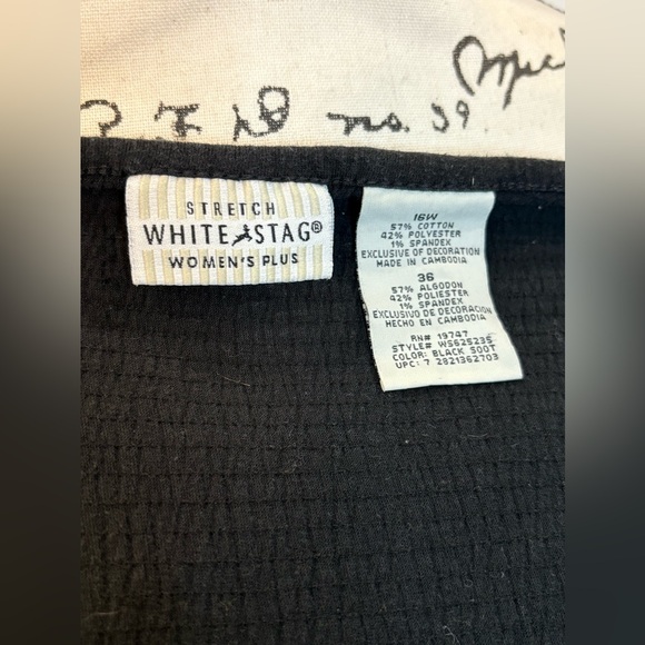 White Stag Black Short Sleeve Top Size 16W Lace Trim & Bead Detail Blouse - Picture 5 of 6